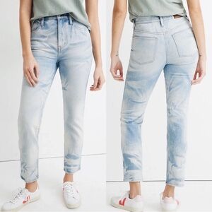Madewell The Perfect Vintage mom Jean Light Wash Size 27 Bleached Tie Dye Denim